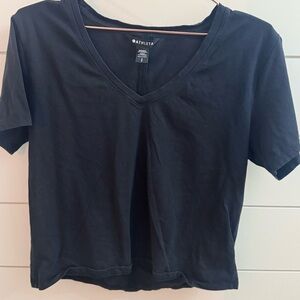 Athleta Black V-Neck Short Sleeve Crop Top